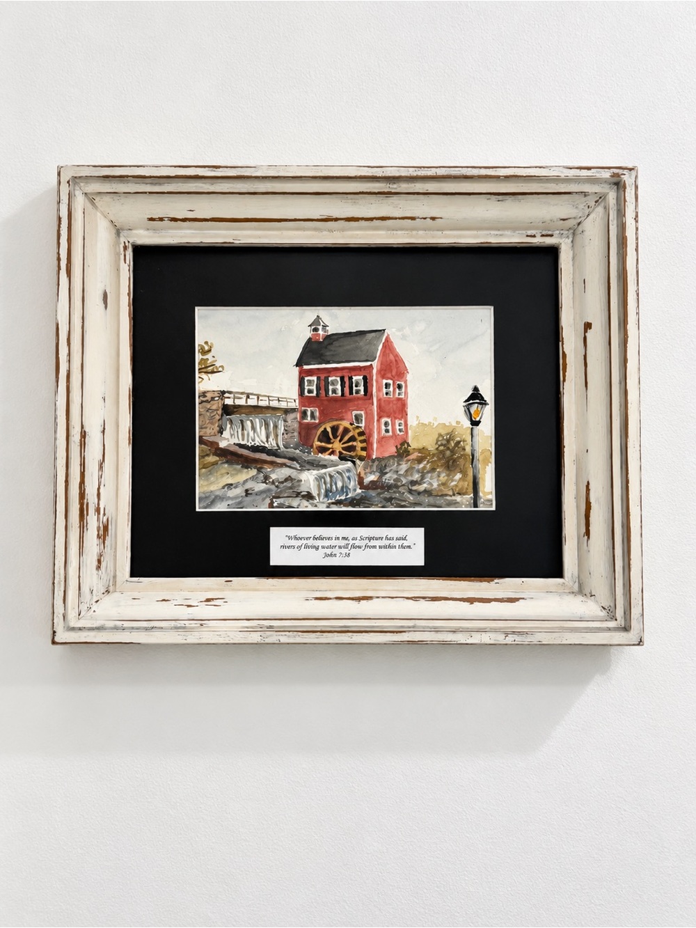 Original Watercolor Wall Art - white antique frame is 8x10